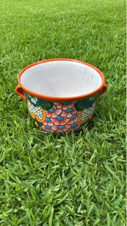 Medium talavera pot orange with flowers