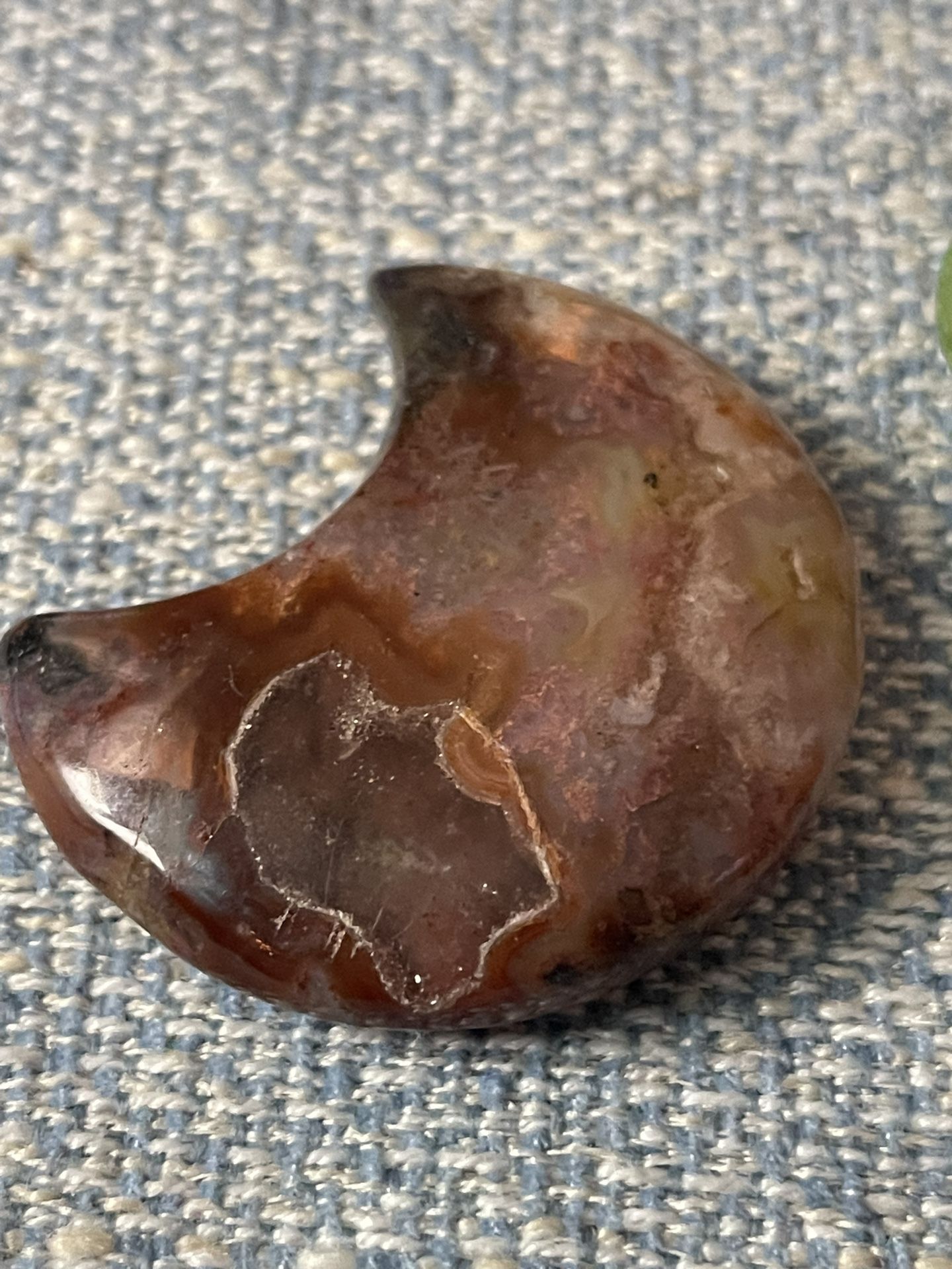 Rust & Black 2.5” Handcarved Agate Moon W/Window