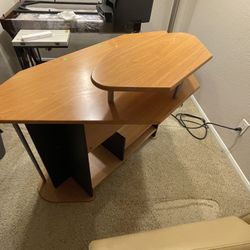 Desk top table… multiple levels for printer and monitor. CDs holder 