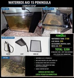Waterbox AIO 15 Peninsula Aquarium Complete Setup - $200