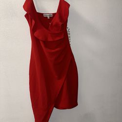 Red Asymmetrical Dress Bodycon SizeM