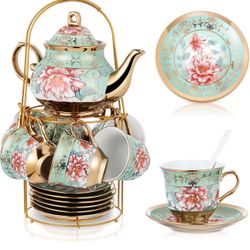 Zheaho 20 Pcs Porcelain Set European Flower Fresh Style