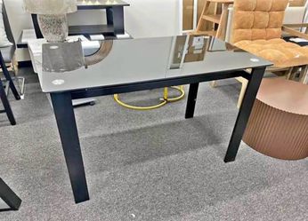 NewlyAssembled Rectangular Tempered Glass Dining Table for 4 Tempered Glass Kitchen Table Metal Legs