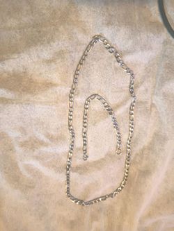 7mm stainless steel Figaro necklace and bracelet set