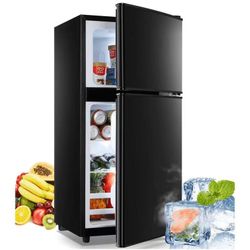 3.2 cu.ft Dorm Refrigerators with Freezers, Mini Refrigerators 2 Doors for Office, Apartment, Black