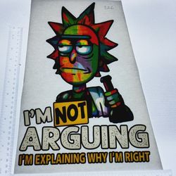Iron On Heat Transfer  Good For T-shirts Sweaters Jackets T Shirt Design Size Is About 14x10 Rick And Morty #326