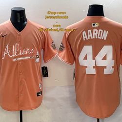 NEW MLB Atlanta Braves Hank Aaron #44 Stitched Jersey All Sizes S-3XL