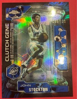 2025-26 Topps Chrome Update John Stockton Clutch Gene Blue /150 CG-30 Utah Jazz