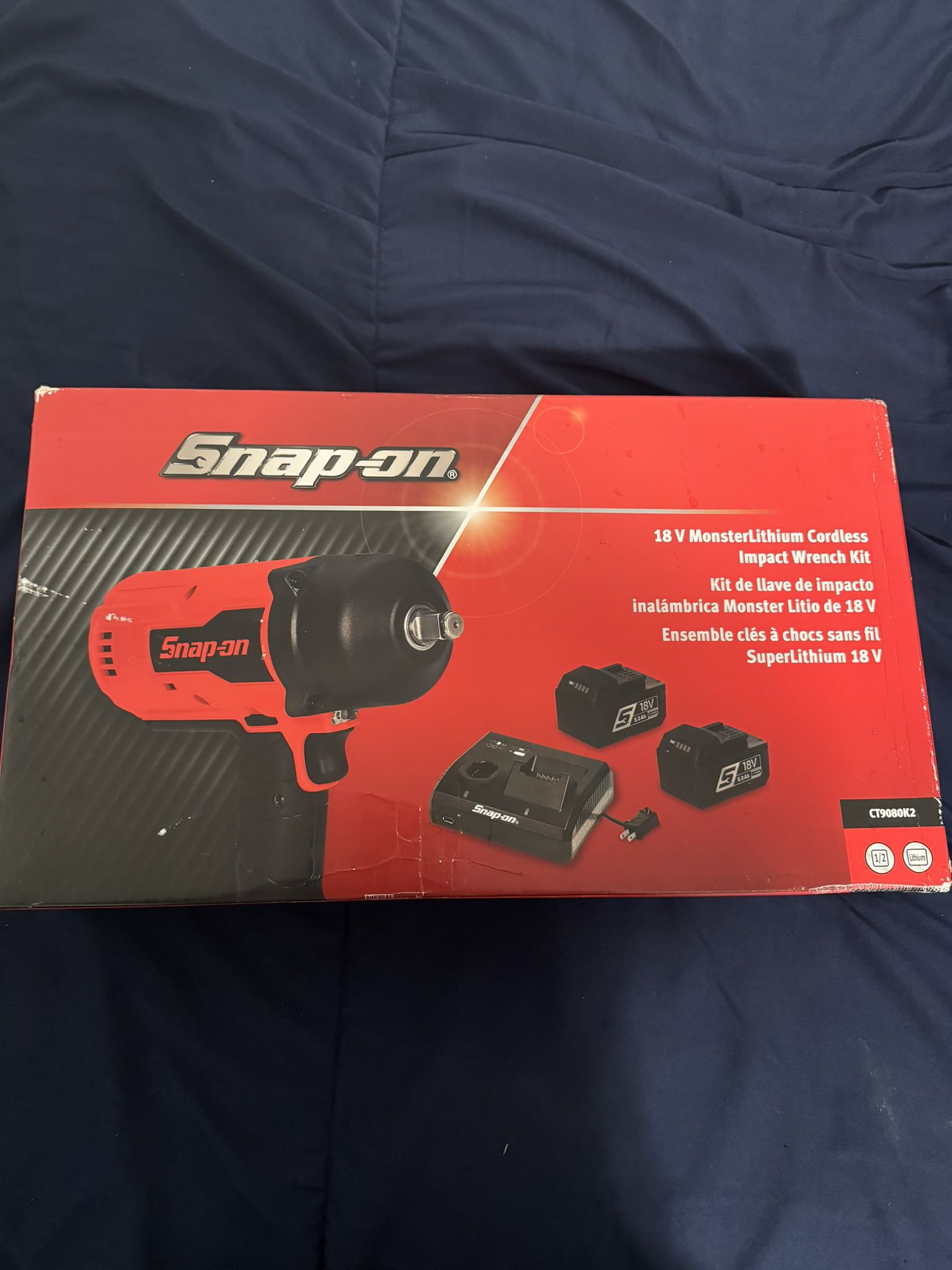 SNAP ON 18 V 1/2" Drive MonsterLithium Cordless Impact Wrench Kit (Red)