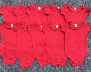 10 Baby Girl Onesies 18M Red Ruffle Bundle