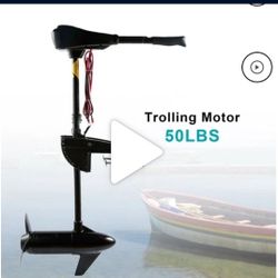 50 lbs Thrust 8 Speed Electric Outboard Trolling Motor with Adjustable Handle, Suitable for Saltwater and Freshwater