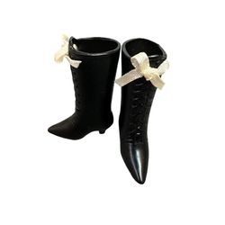 Vtg Barbie Doll Size BOOTS - Black
