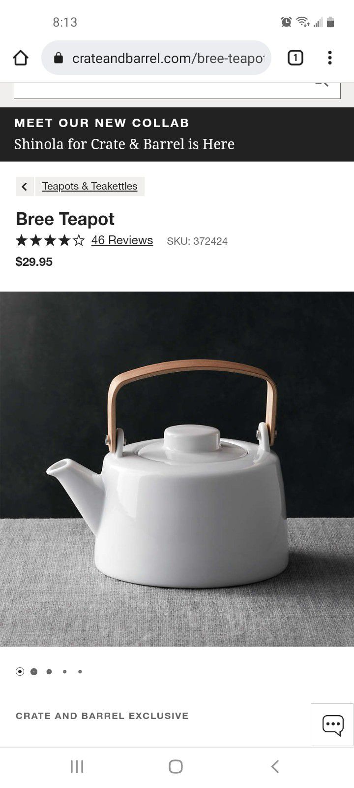 Bree Teapot - Crate & Barrel