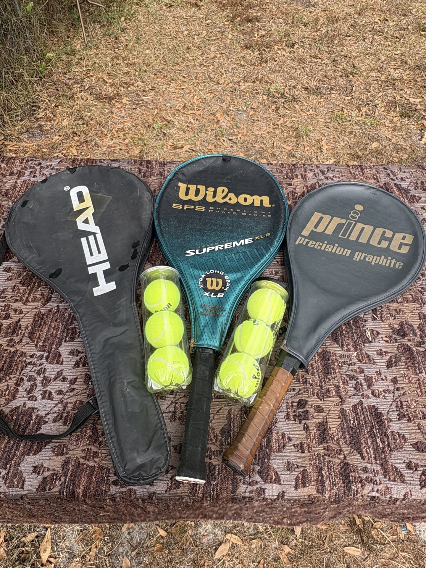 3 Tennis Rackets & New Balls