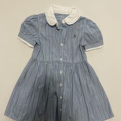 Ralph Lauren Baby Girl Striped Shirtdress - Size 18M (Like New)