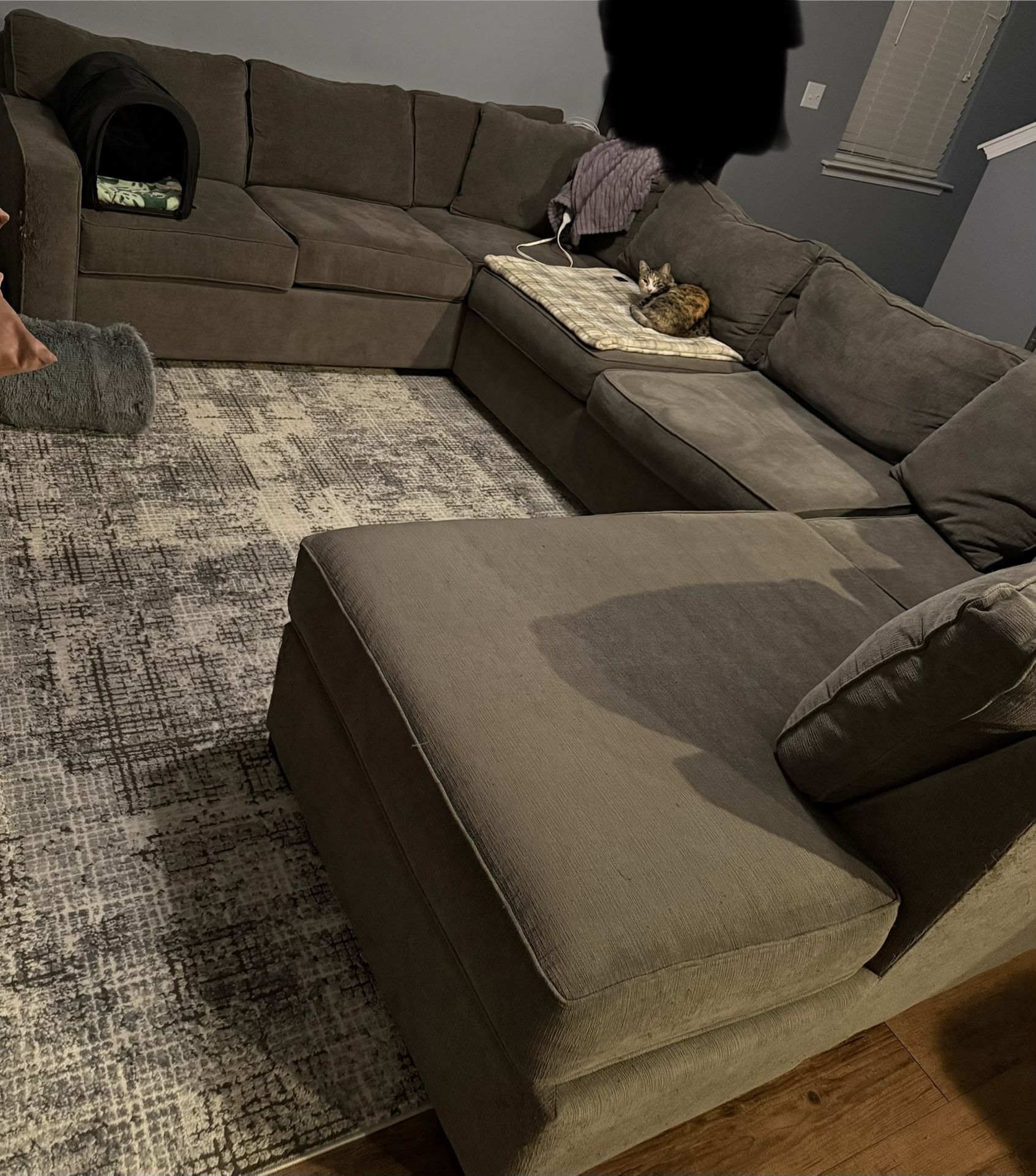 U Shaped Bluish Gray Sectional