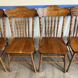 (4) Solid Oak Dining Chairs 