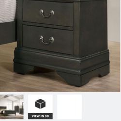 Louis Philippe Nightstand In Gray Color 