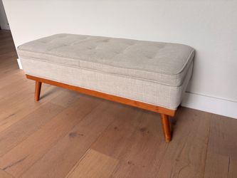 Mid-Century Tufted Upholstered Storage Bench