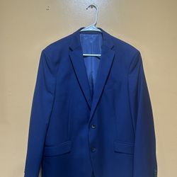 Kenneth Cole Reaction Men's 42R Blue Two-Piece Suit With shirt 34W Pants Solid