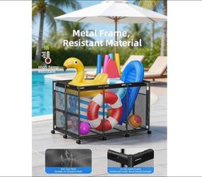 Outdoor Pool Float Storage Bin on Wheels