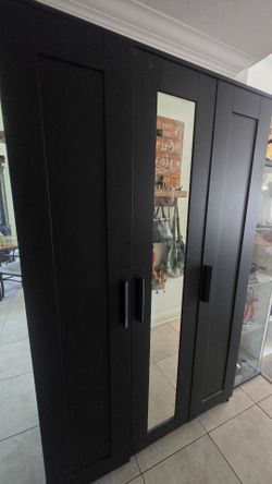Black Wardrobe with Mirror Door