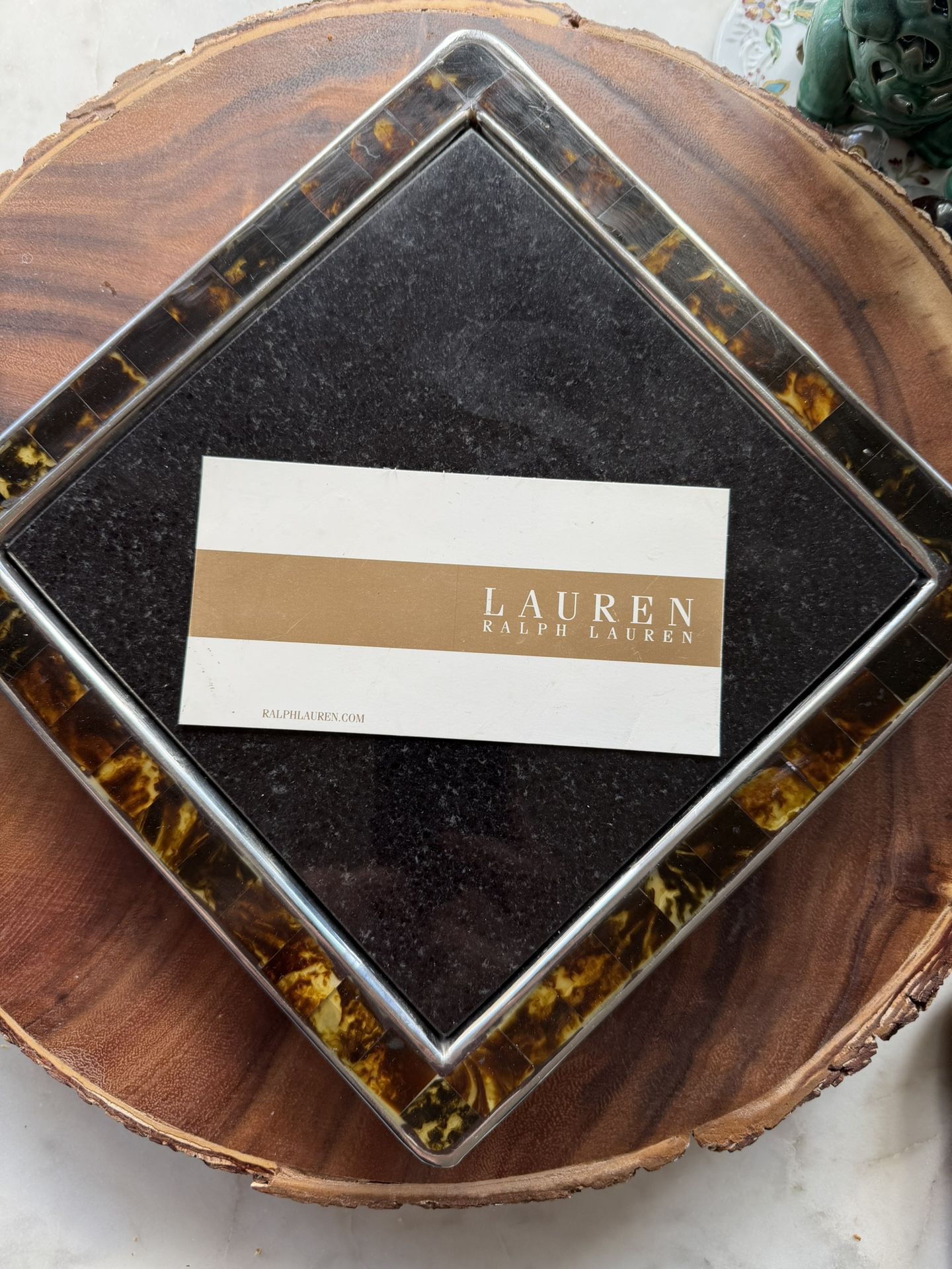 Vintage Ralph Lauren Wentworth Tortoise Cheese Board Genuine Horn Granite 