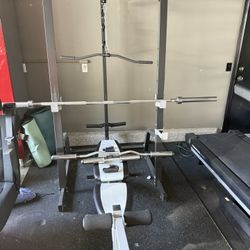 Home Gym Power Rack with Bench & Barbell - Great Condition