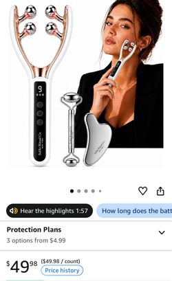 Facial Massager Set, Rechargeable Face Massager with Stainless Steel Roller & Gua Sha