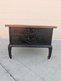 Black Asian-Style Two-Drawer Side Table