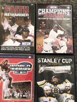 Lot of 12 Patriots, Red Sox and Bruins DVDs