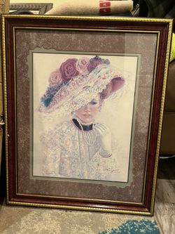 Vintage Framed Bettie Hebert Zelder Thru God's Grace Portrait 1949 Antique Art