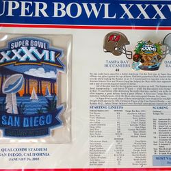 January 26, 2003 Nfl Football Tampa Bay Buccaneers Oakland Raiders Super Bowl XXXVII (37) Patch