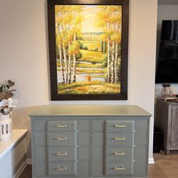 Beautiful 8-Drawer Dresser | redone in Sherwin-Williams “Retreat” + Gold Hardware