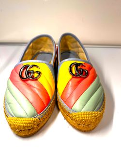 Gucci Leather Marmont Rainbow Pastel Espadrilles H(R)
