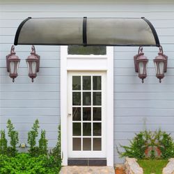 40 inch x 80 inch Window Awning Door Canopy Polycarbonate Cover Outdoor Front Door Patio Sun Shetter (Brown 1pcs)