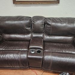  Leather Couch - Double Recliner