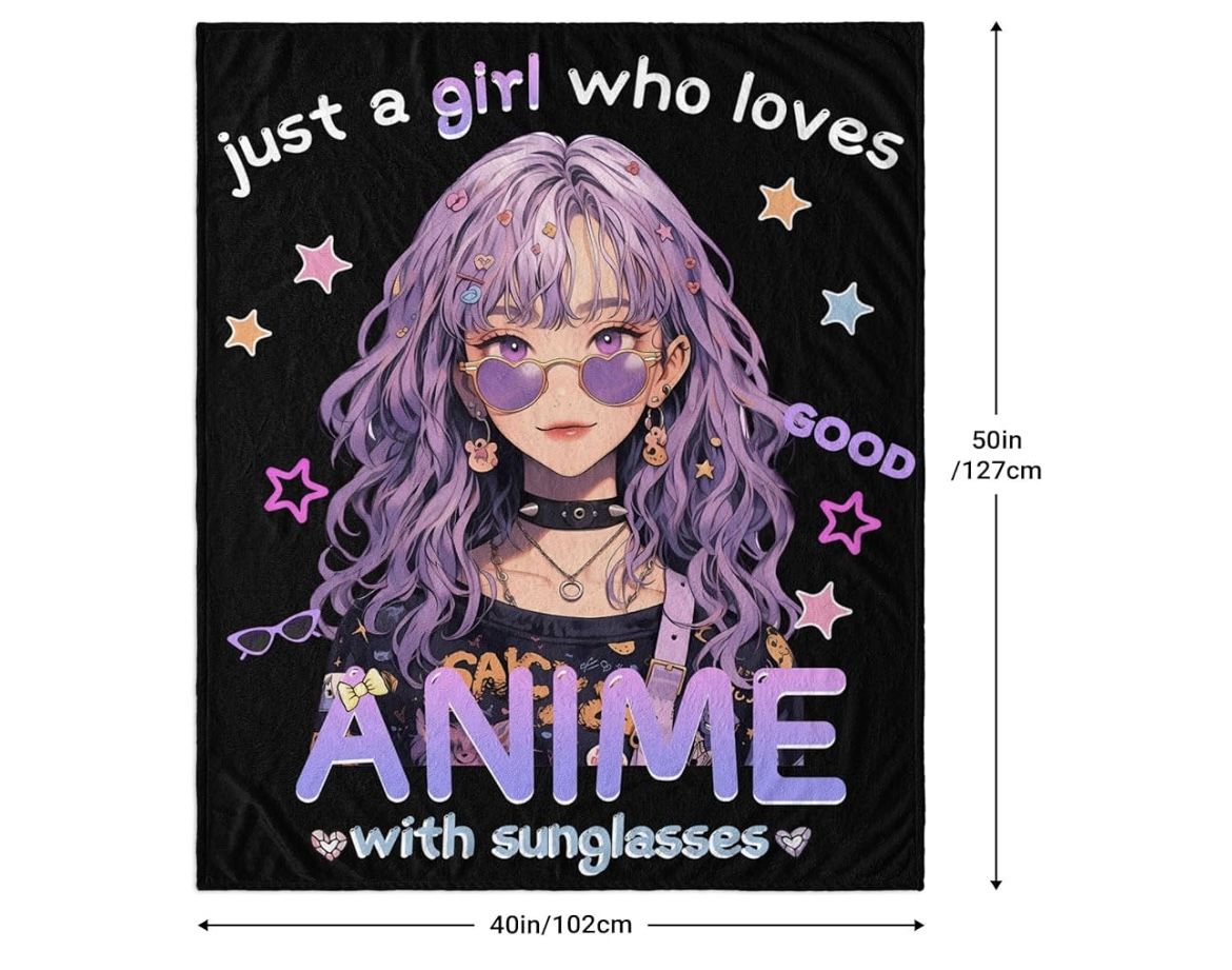 New Just A Girl Who Loves Anime Throw Blanket