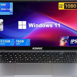Laptop 15.6'' FHD Intel Quad-Core 12th Alder Lake N95(Up to 3.4GHz) 16GB DDR4 512GB SSD - Metal Body