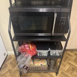 Bakers Rack with microwave 