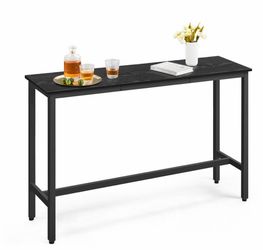 VASAGLE Bar Table, Narrow Long Kitchen Dining Table, Sturdy Metal Frame, Industrial, 15.7 × 55.1 x 35.4 Inches, Ebony Black and Ink Black