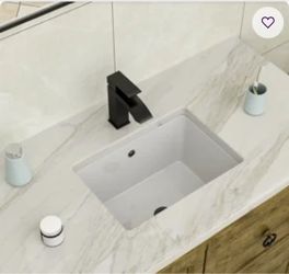 White Rectangular Undermount Bathroom Sink