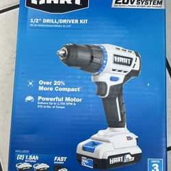 HART 20-Volt 1/2-inch Cordless Drill/Driver Kit, with 2x 1.5Ah Lithium-Ion Batteries & Charger new 