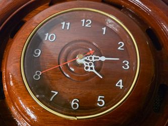 20" Quartz Nautical Wood Ship Wheel Wall Clock Analog Battery-Operated TESTED!