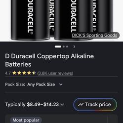 Holiday Batteries D/4 Duracell Copper top 