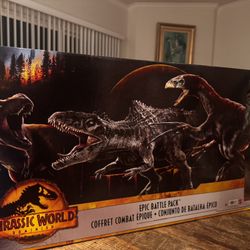 EPIC BATTLE PACK Jurassic park world dominion t-rex 3 dinosaurs Dr Settler NEW