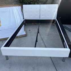 White Leather Bed Frame