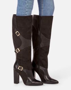 BLACK BOOTS JUSTFAB BLACK BOOTS YELDA BUCKLE TALL BOOT BOTAS NEGRAS