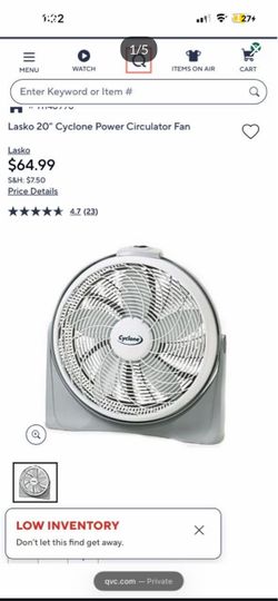Lasko 20" Cyclone Power Circulator Fan