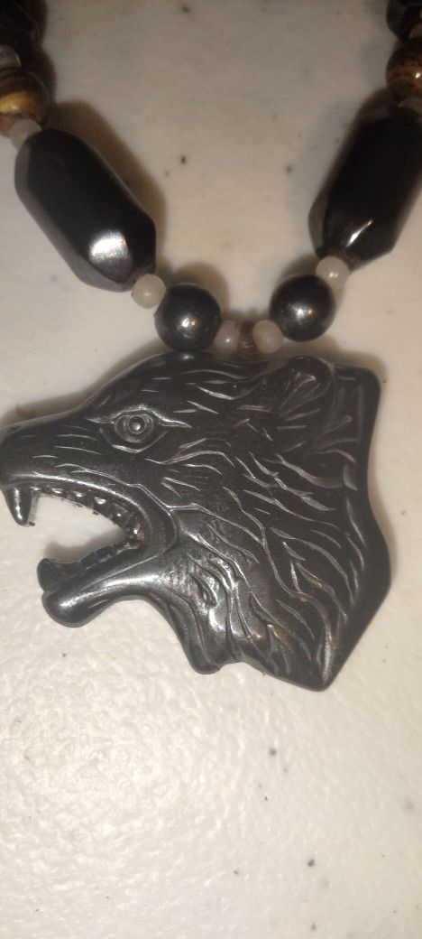 Gunmetal Wolf Necklace